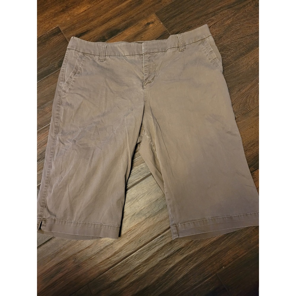 Sonoma Life Style Womens 16‎ Taupe Brown Bermuda Chino Shorts Stretch Cotton 819